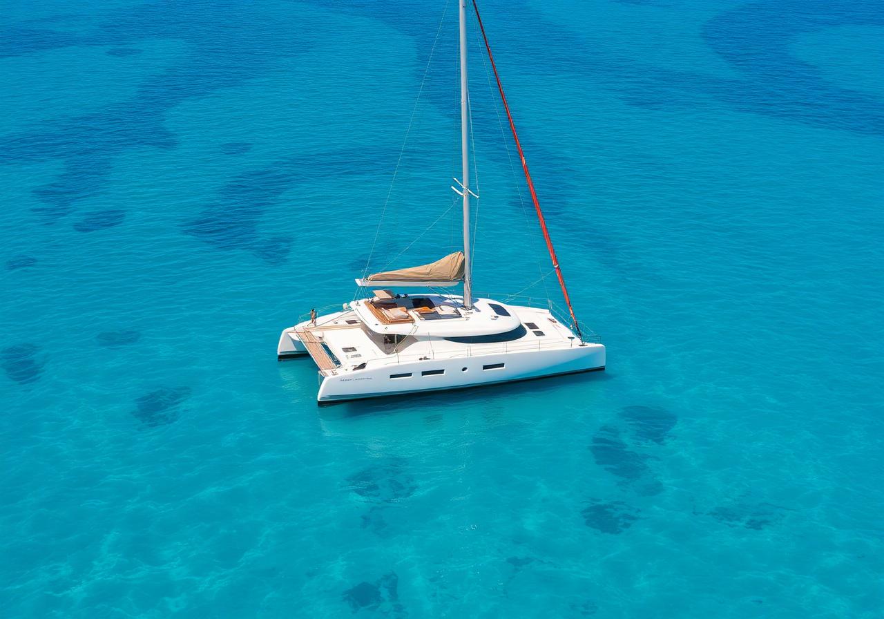 Catamaran sur eau turquoise